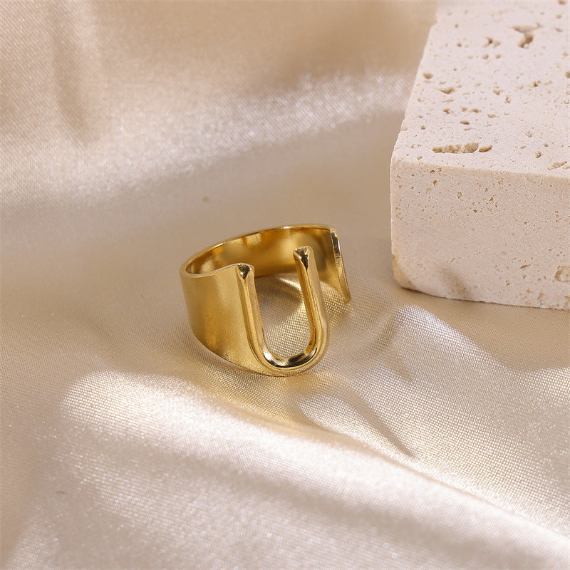 Letters Female Style Fashion Knuckle Personality Vintage Stainless Rings