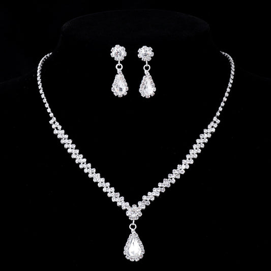 Bridal Diamond Water Drop The Wedding Party Formal Jewelry Set