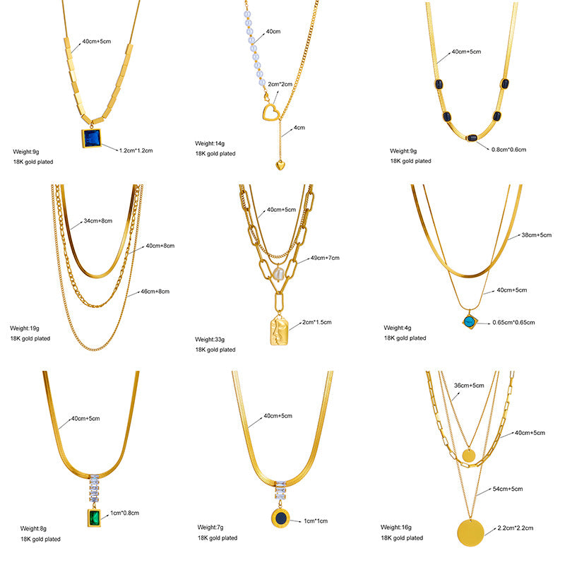 Creative Design Irregular Chain Diamond Square Necklaces