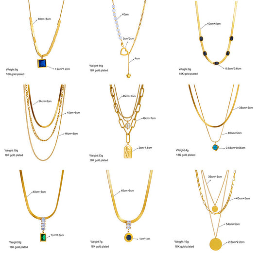 Creative Design Irregular Chain Diamond Square Necklaces