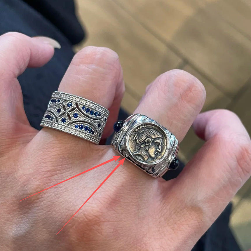 Blue Stone Middle Ancient Index Finger Rings