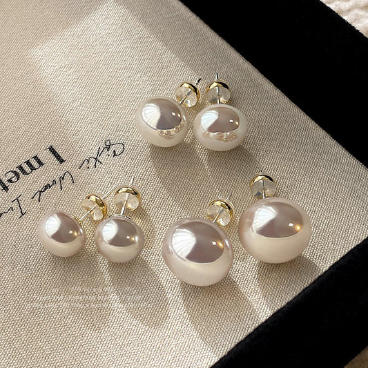 Women's Flat Round Steamed Bread Pearl High-grade Earrings