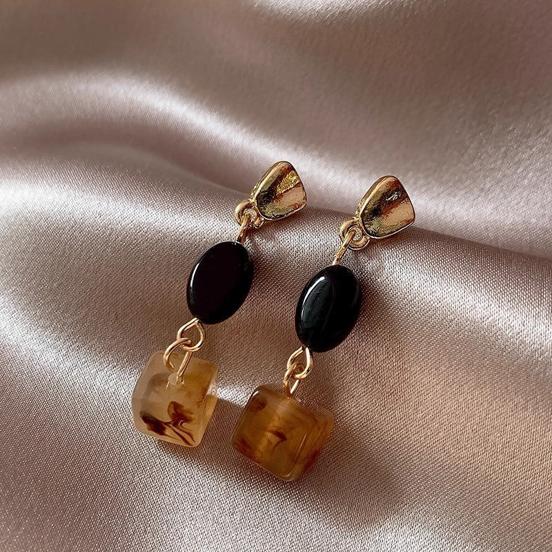 Women's Sier Needle Light Luxury French Retro Geometric Pearl Heart Earrings