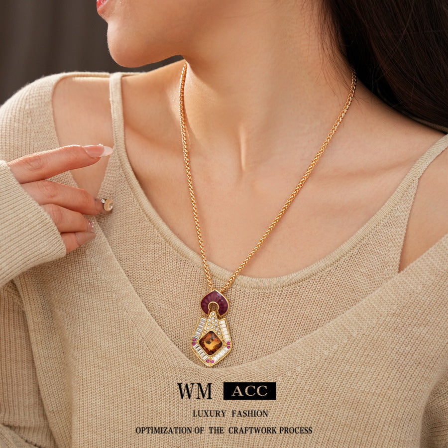 Drop Diamond Elegant Personality Sweater Chain Light Jewelry Set