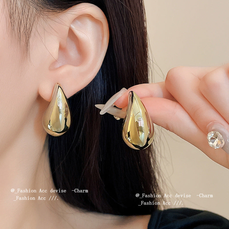 Women's Metal Water Drop Ear Simple Design Exaggerated Niche Earrings