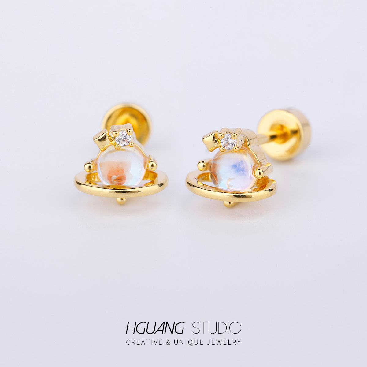 Gold Plated Opal Ear Bone Colorful Color Earrings