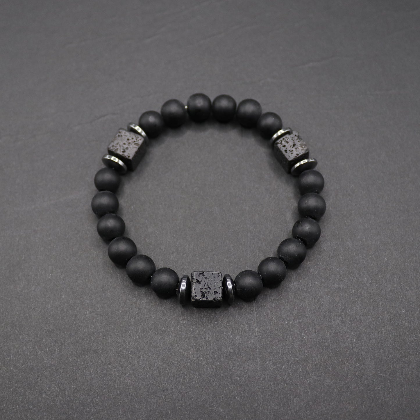 Sense Volcanic Stone Male Obsidian Frosted Geometric Bracelets