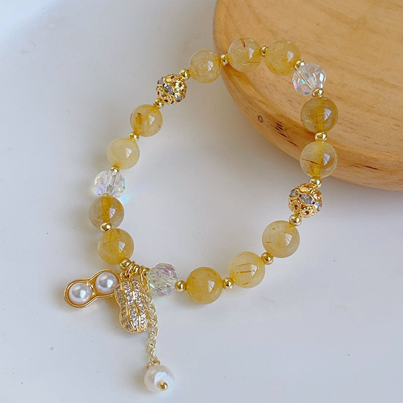 Flower Colorful Hair Crystal Citrine Female Peanut Bracelets