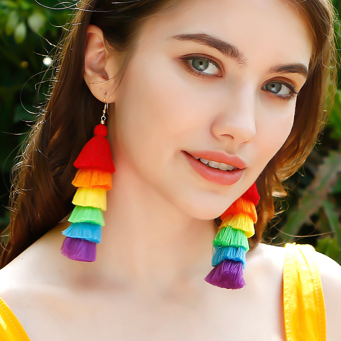 Vacation Style Tassel Colorful Rainbow Retro Earrings