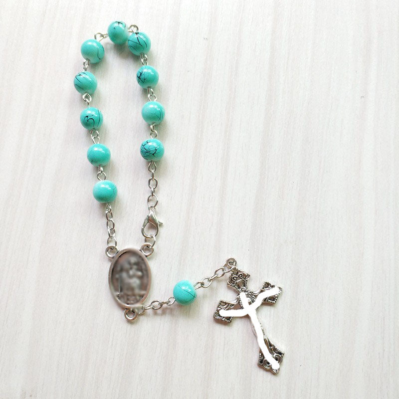Small Glass Pattern Bead Cross Beads Bracelet