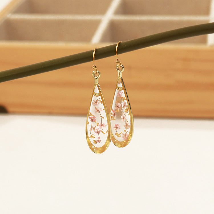 Fashion Modern Dried Flower Preserved Fresh Earrings