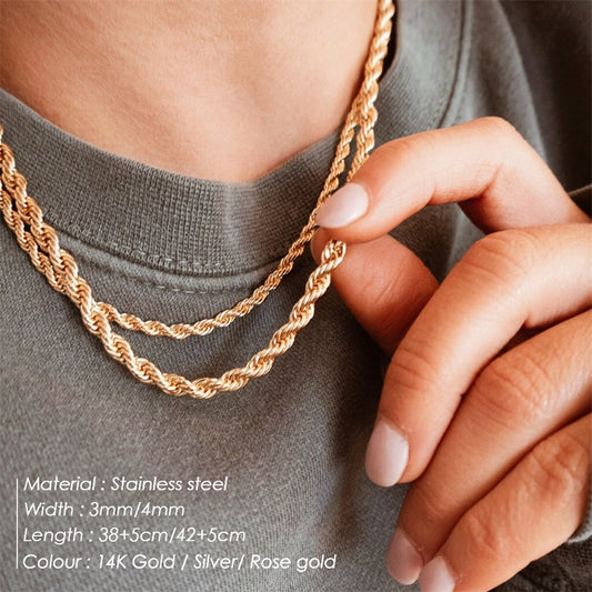 Stainless Steel Hemp Flowers Chain Twist Necklaces