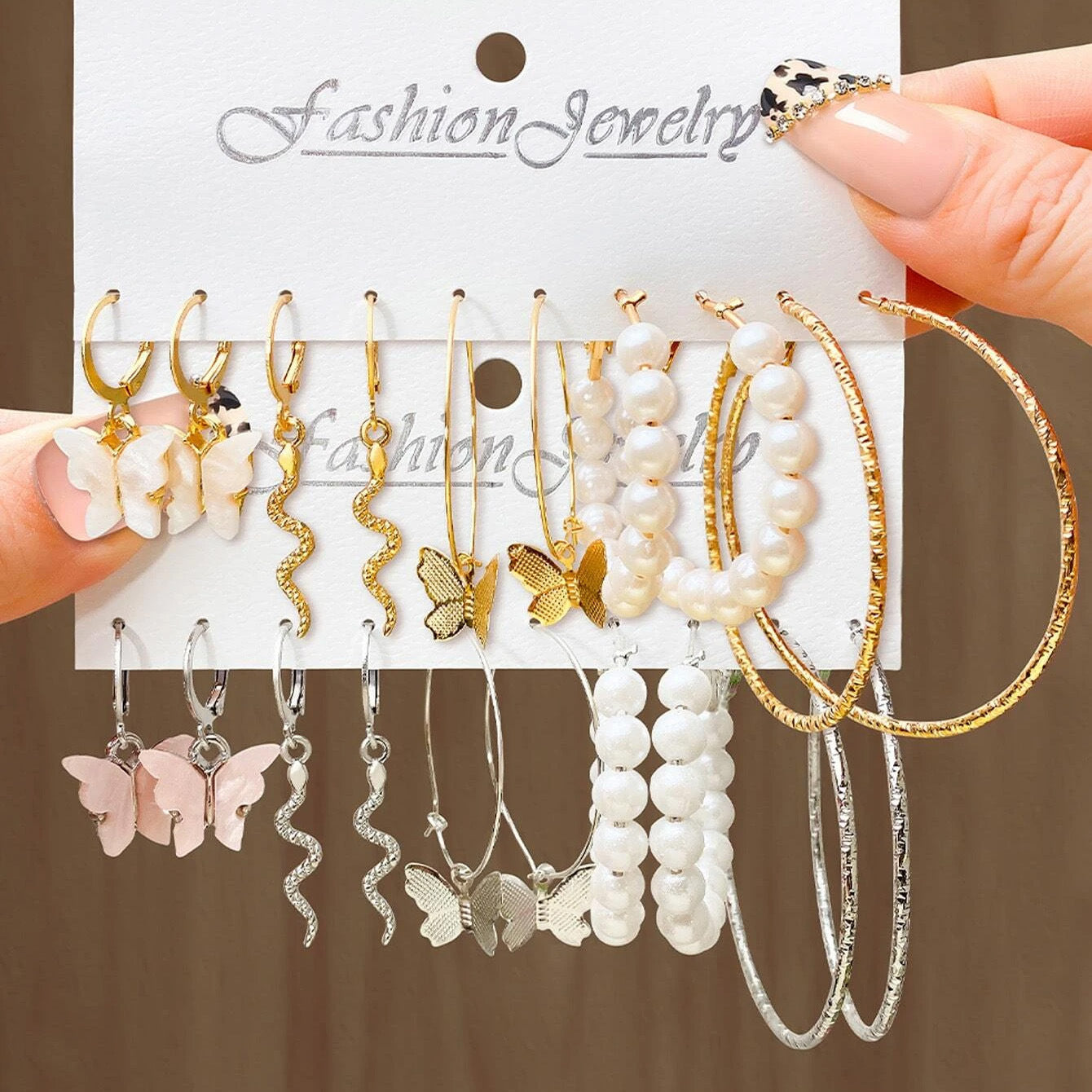 Five-pointed Star Love Snake Butterfly Rose Ear Earrings