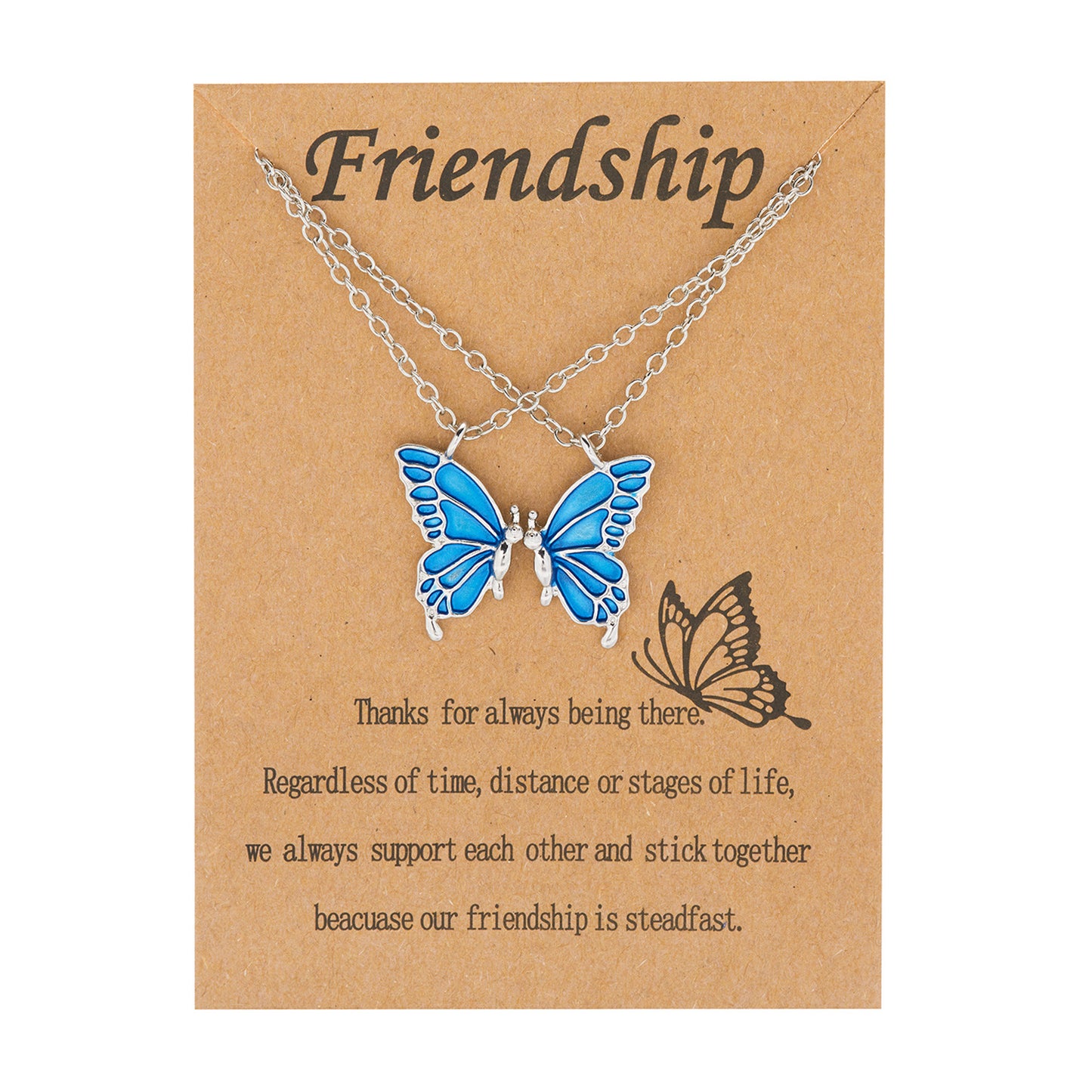 Butterfly Two-piece Paper Card Set Girlfriends Graduation Necklaces