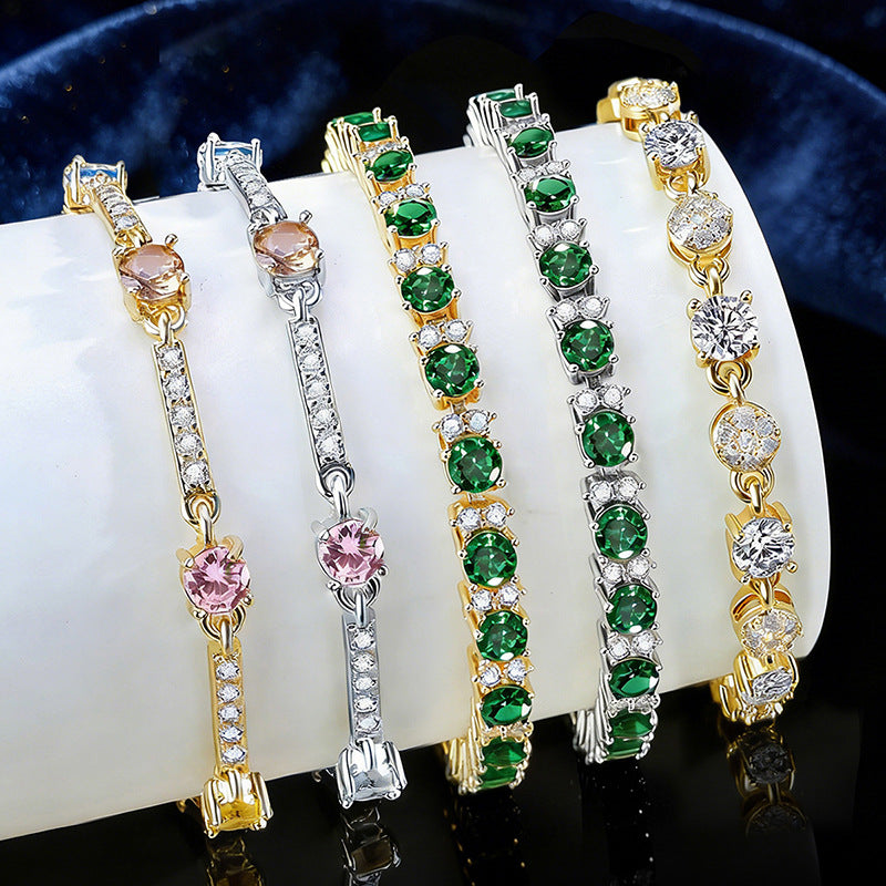 Women's Zircon Fashion Design Light Luxury Chain Gold Bracelet