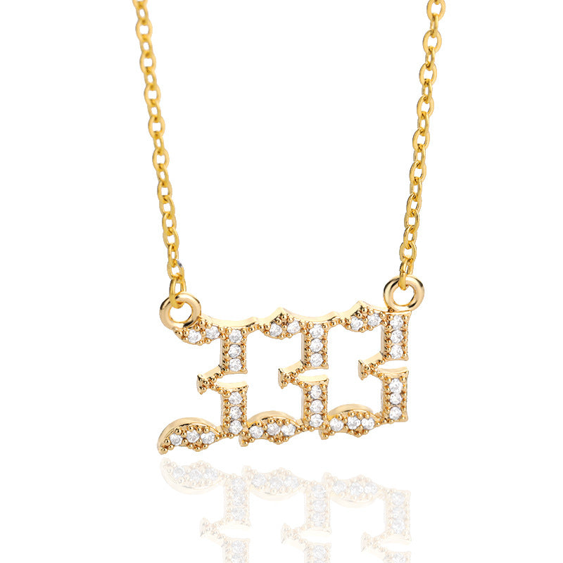 Women's & Men's Digital Angel Zircon Couple Ancient English Necklaces