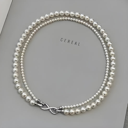 Double Layer Twin Temperament Pearl Sweater Chain Light Necklaces