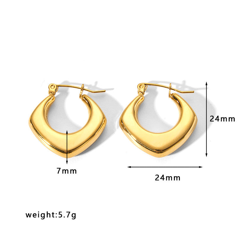 Women's Stainless Steel Light Luxury Gold Electroplated Hollow Earrings