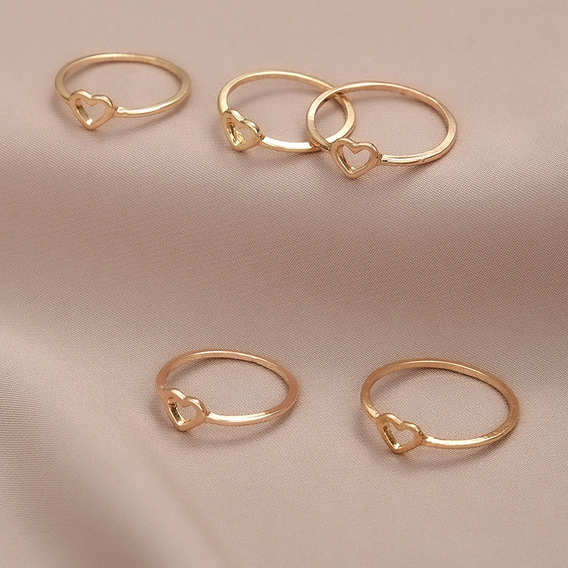 Hollow Love Heart Heart-shaped Small Fresh Rings