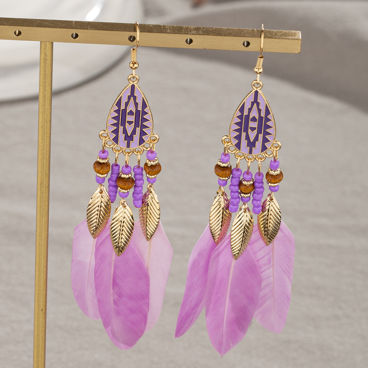 Eardrops Water Drop Feather Jewelry Retro Ethnic Style Earrings