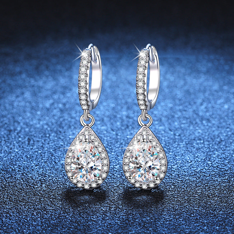 Moissanite Sterling Sier Platinum Plated Classic Water Drop Earrings
