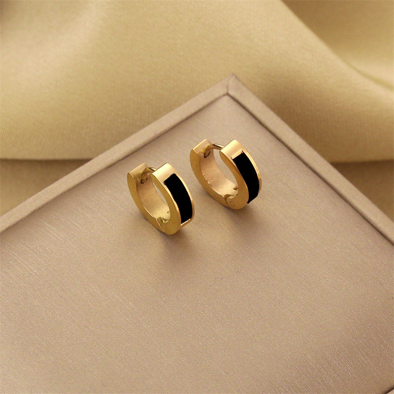 Steel No Fading Ear Gold Rose Earrings