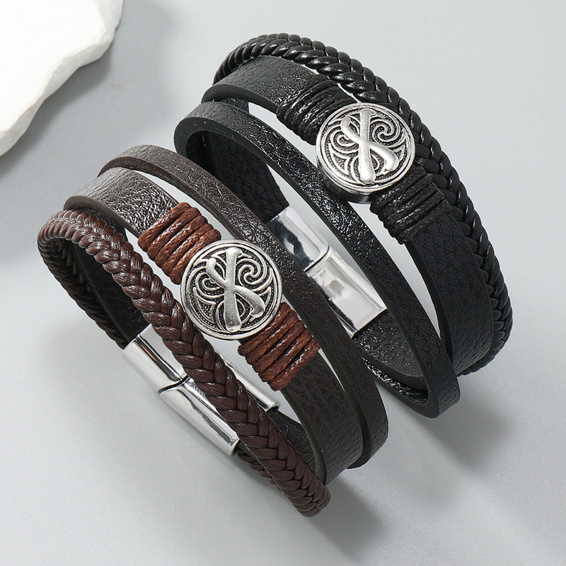 Men's Weaving Simple Trendy Fashion Magnetic Buckle Bracelets