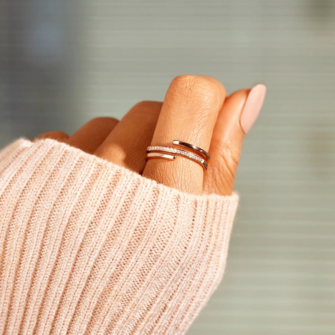 Sier Cross Female Hipster Three-line Fashion Rings