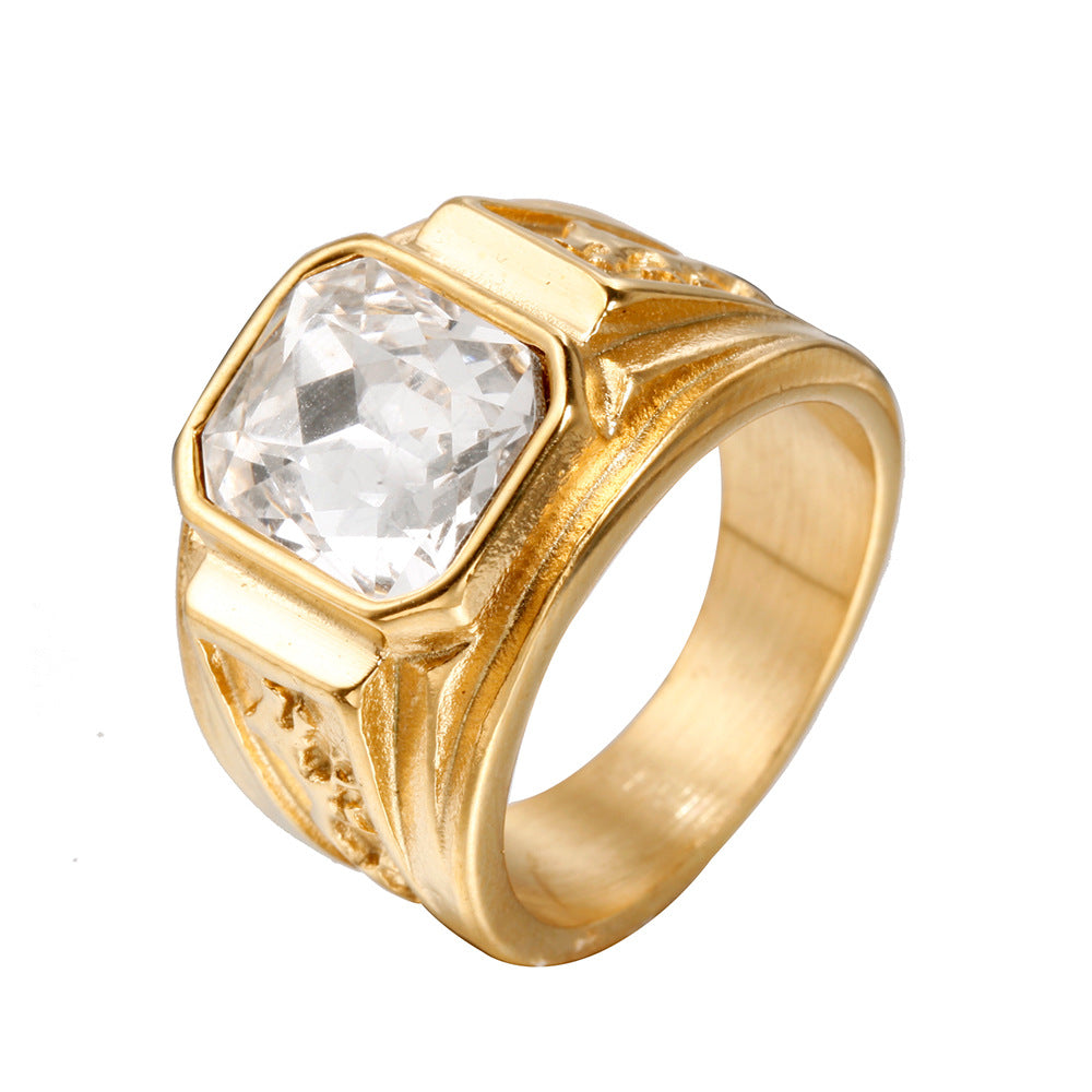 Men's Vintage Gem Dragon Titanium Steel Diamond Ring