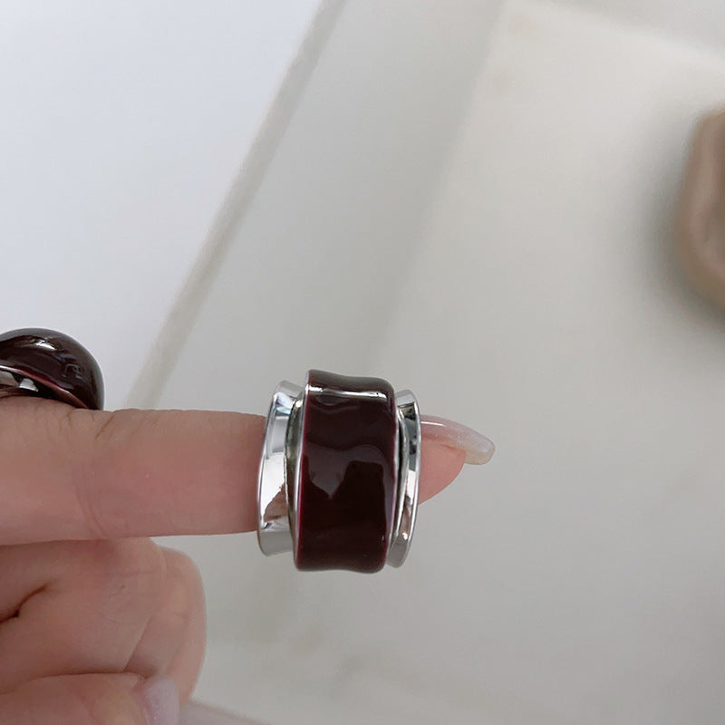 Chocolate Advanced Wine Red Enamel Glaze Rings