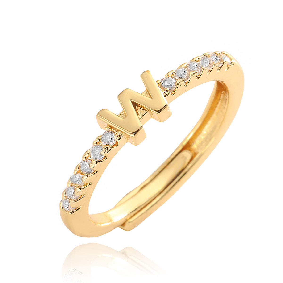 Simple Light Luxury Gold Zircon English Rings