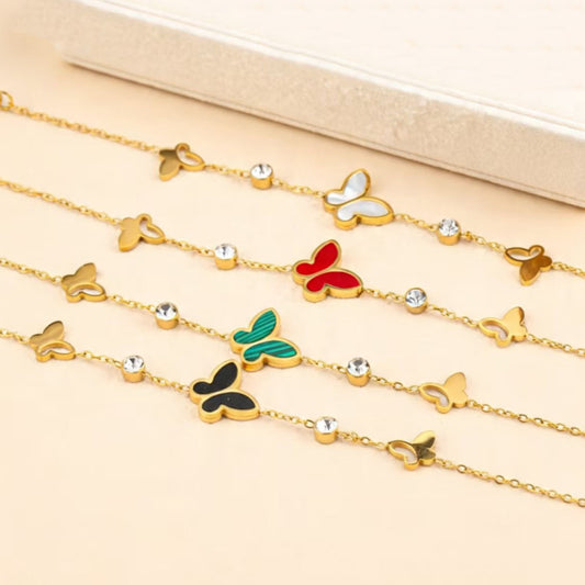 Jeweled Butterfly Titanium Steel Fritillary Color Bracelet