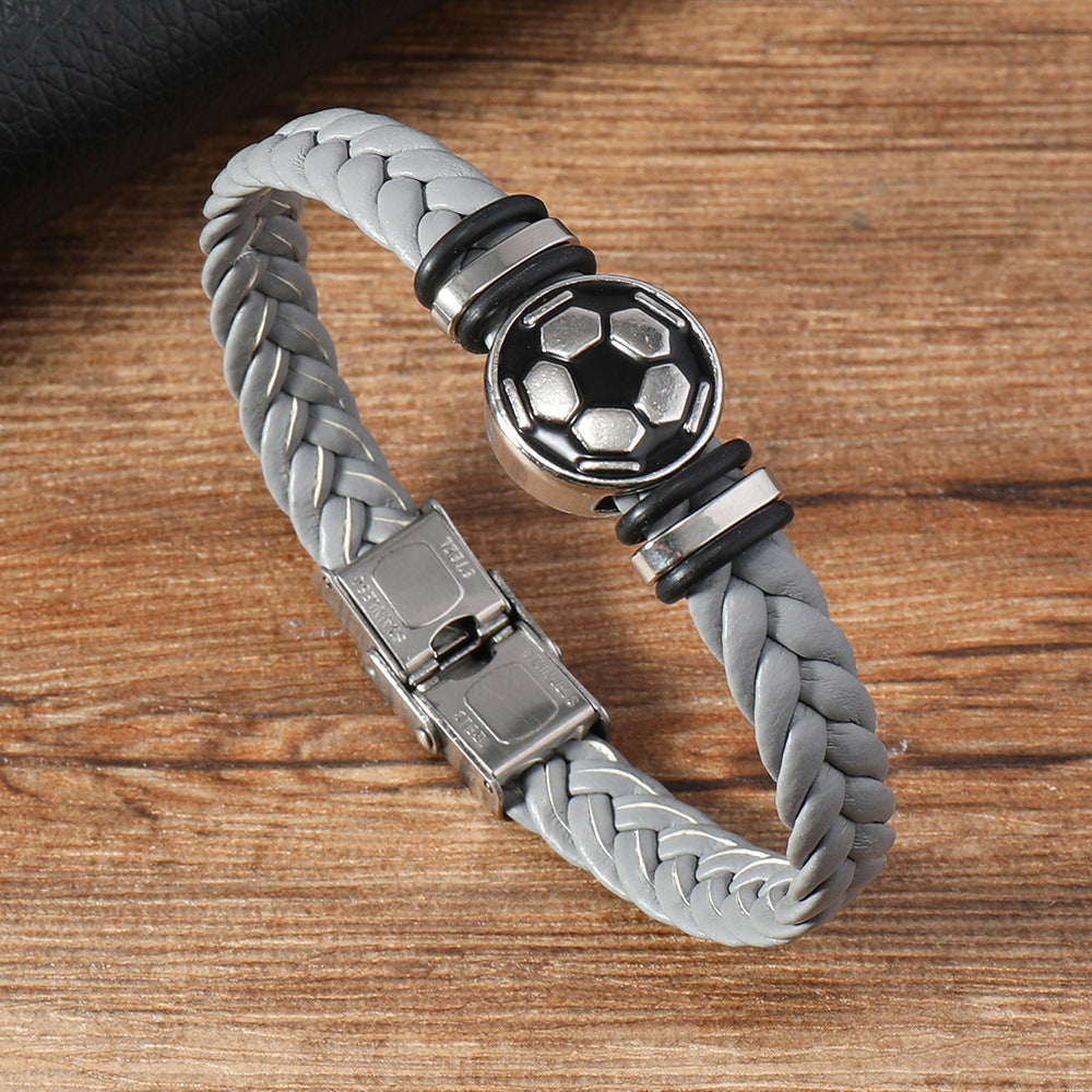 Men's Snap Joint Alloy Football Leather Team Bracelets