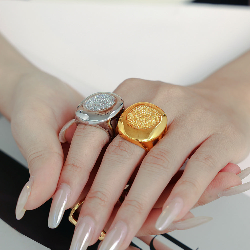Wheel Fashion Palm Print Titanium Steel Rings