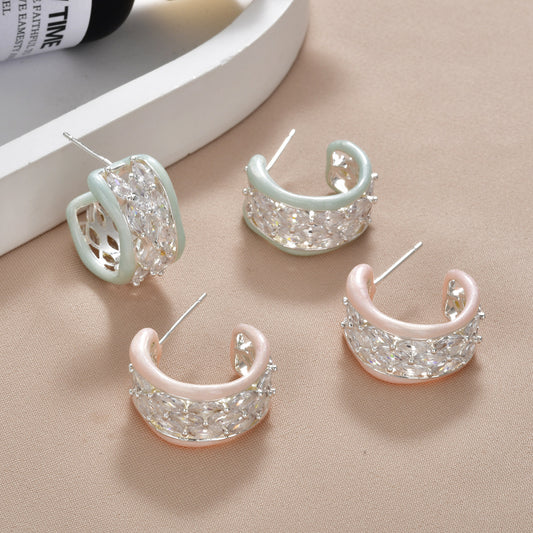 Women's Zirconium Dripping Oil Ear Clip Fashion Temperamental Minority High Sense Stud Earrings