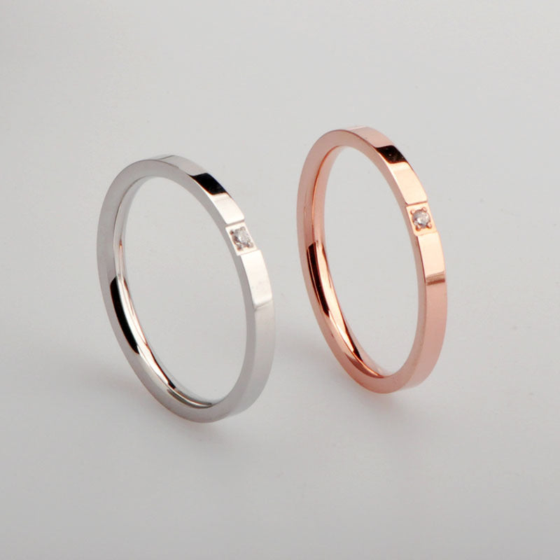 Women's & Men's Rhinestone Rose Gold Micro Inlaid With Rings