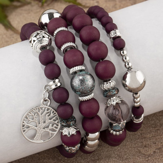 Women's Bohemian Suit Lucky Tree Charm Beaded Bracelets