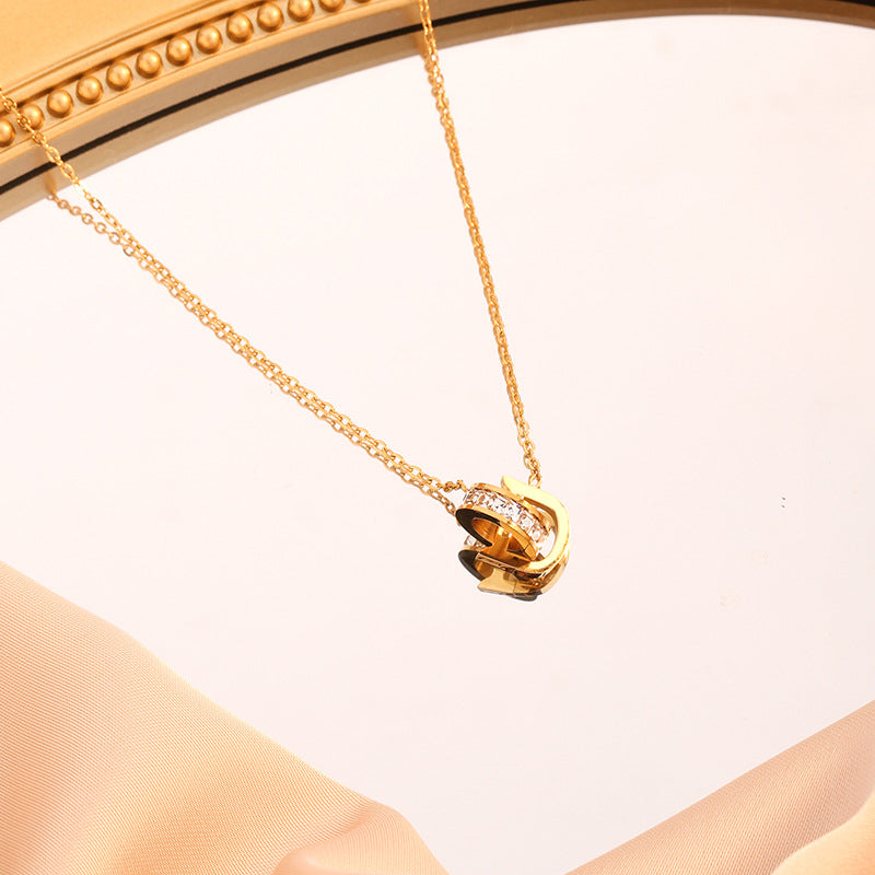 Simple Letter Diamond Female Clavicle Chain Earrings