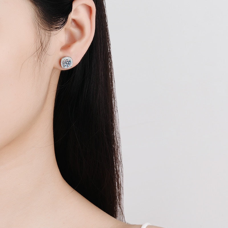 Women's Sterling Sier Moissanite Square Bag For Earrings