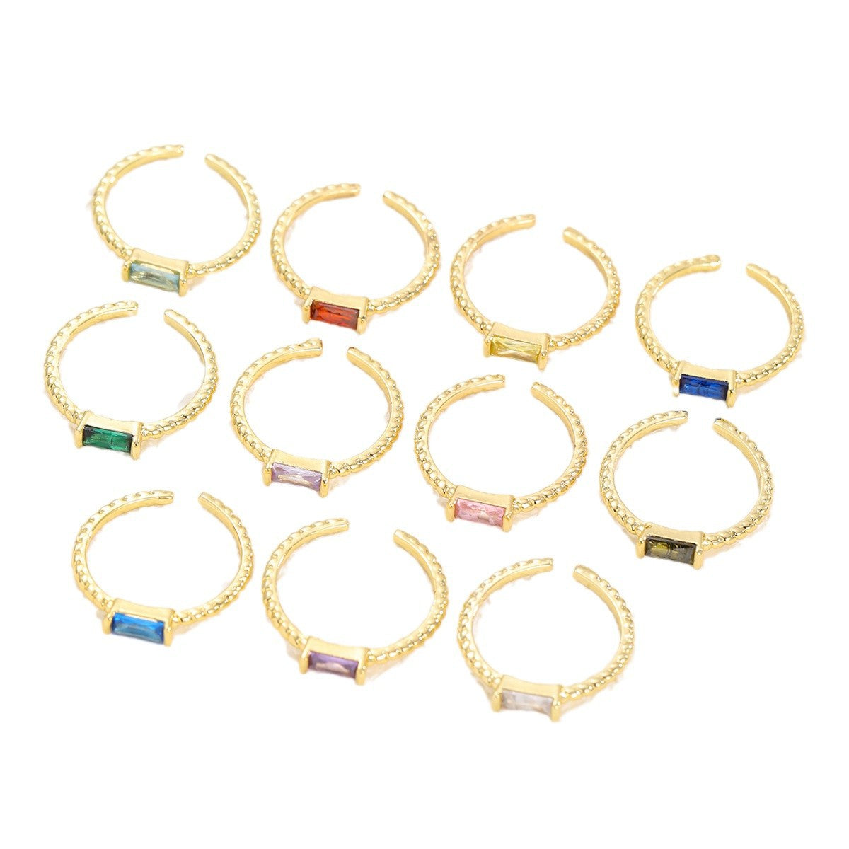 Birthstone Simple Gem Open Adjustable Creative Bracelets