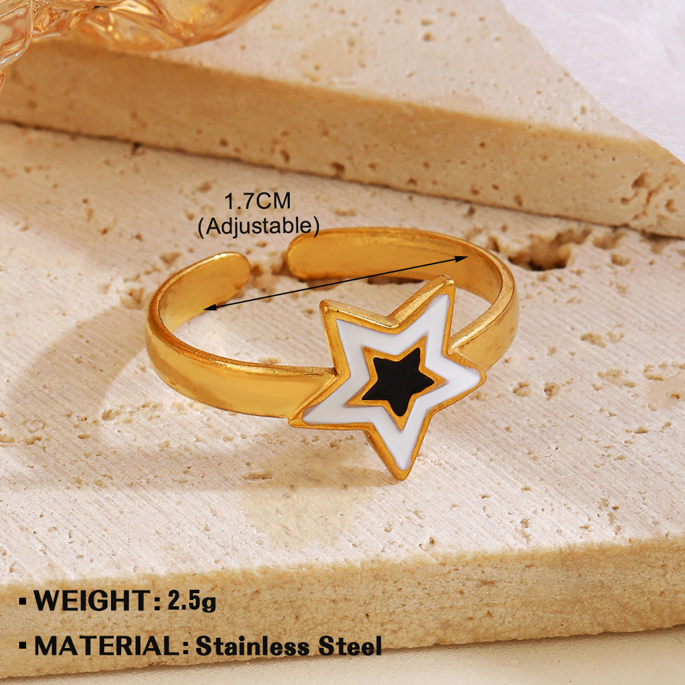 Women's Popular Stainless Steel Drip Open Personalized Hip Hop Real Rings