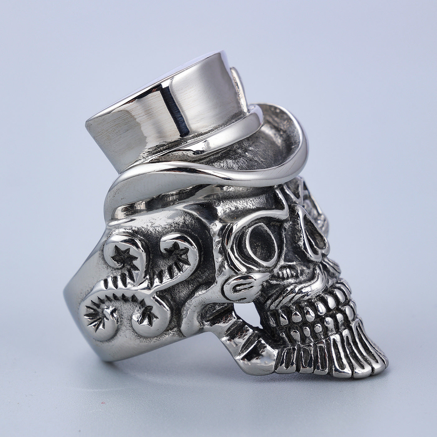 Men's Retro Punk Titanium Steel Wearing Hat Rings