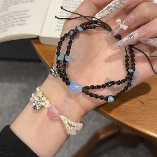 Gravel Kitty Good-looking Exquisite Sweet Hand Woven Rope Gift Bracelet