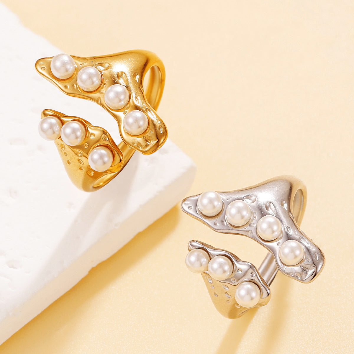 French Vintage Style Geometric Shaped Stainless Ring