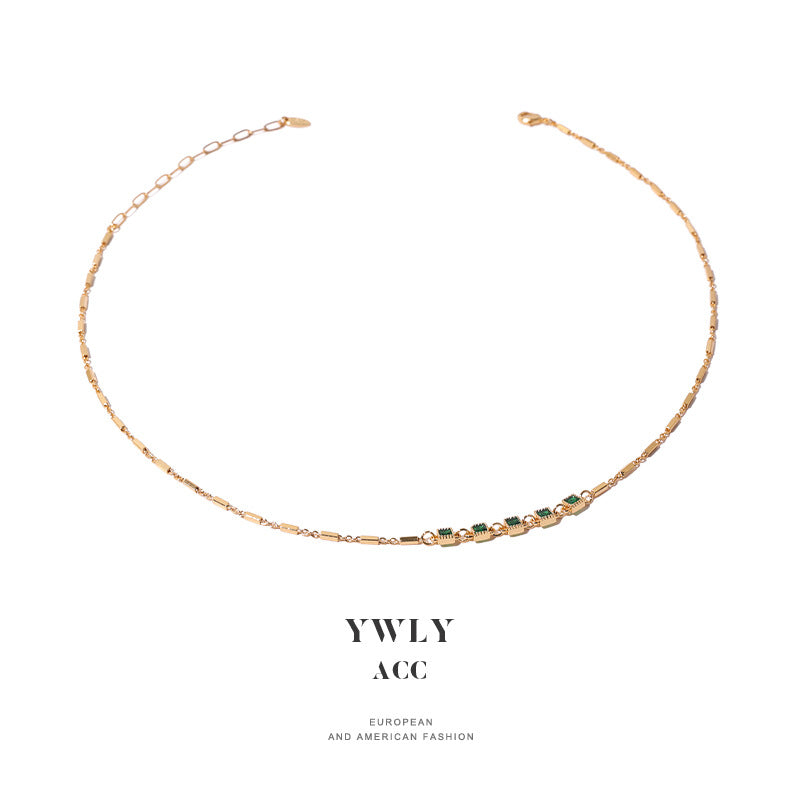 Women's Emerald Zircon Inlaid High-grade Light Luxury Elegant Necklace