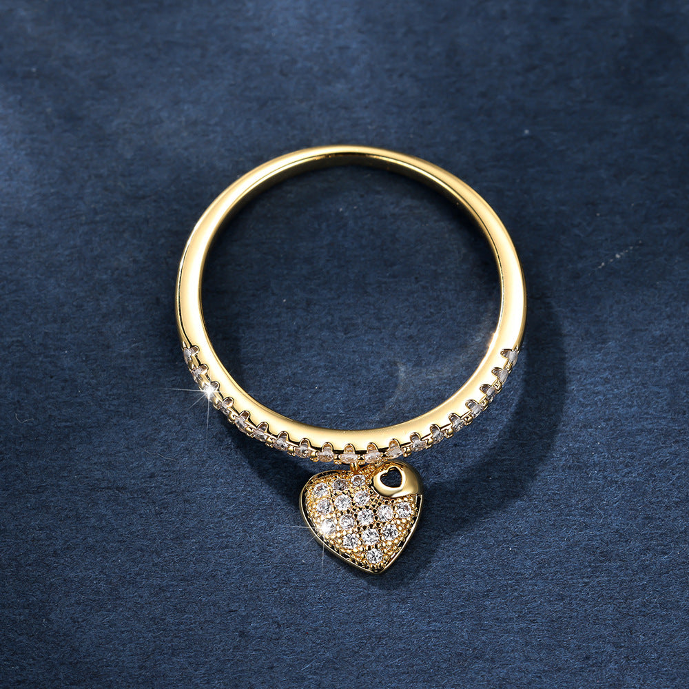White Diamond Heart-shaped Personality Simple Light Luxury Ring