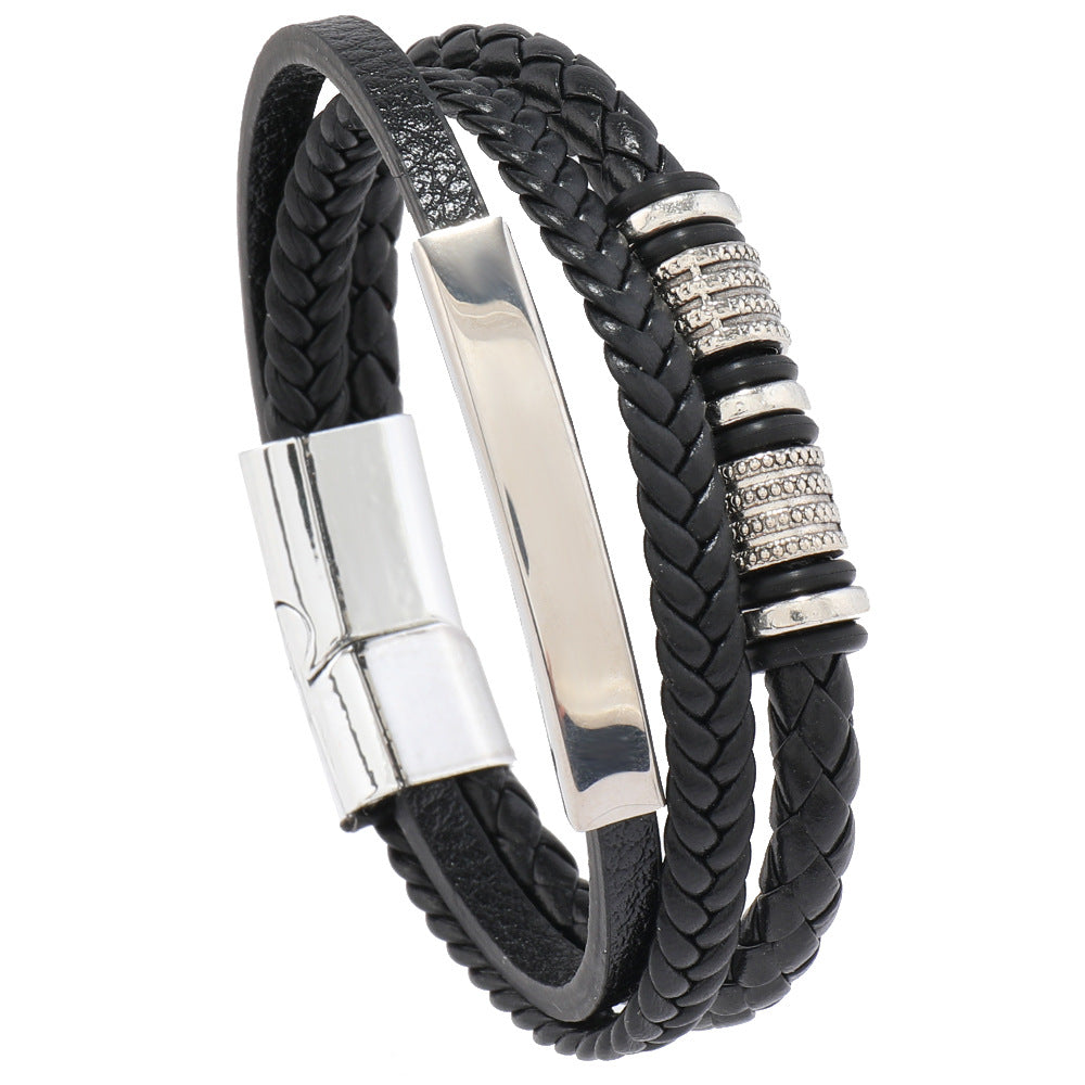 Men's Woven Hand Strap Personality Magnetic Snap Bracelets