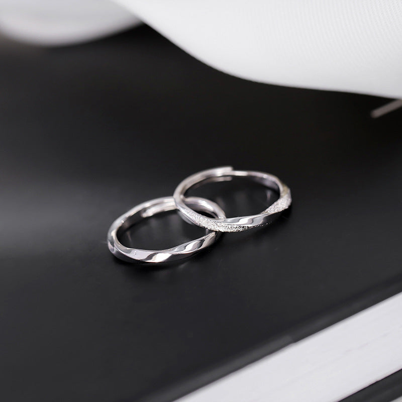 Frosted Pair Couple Valentine's Day Gift Rings