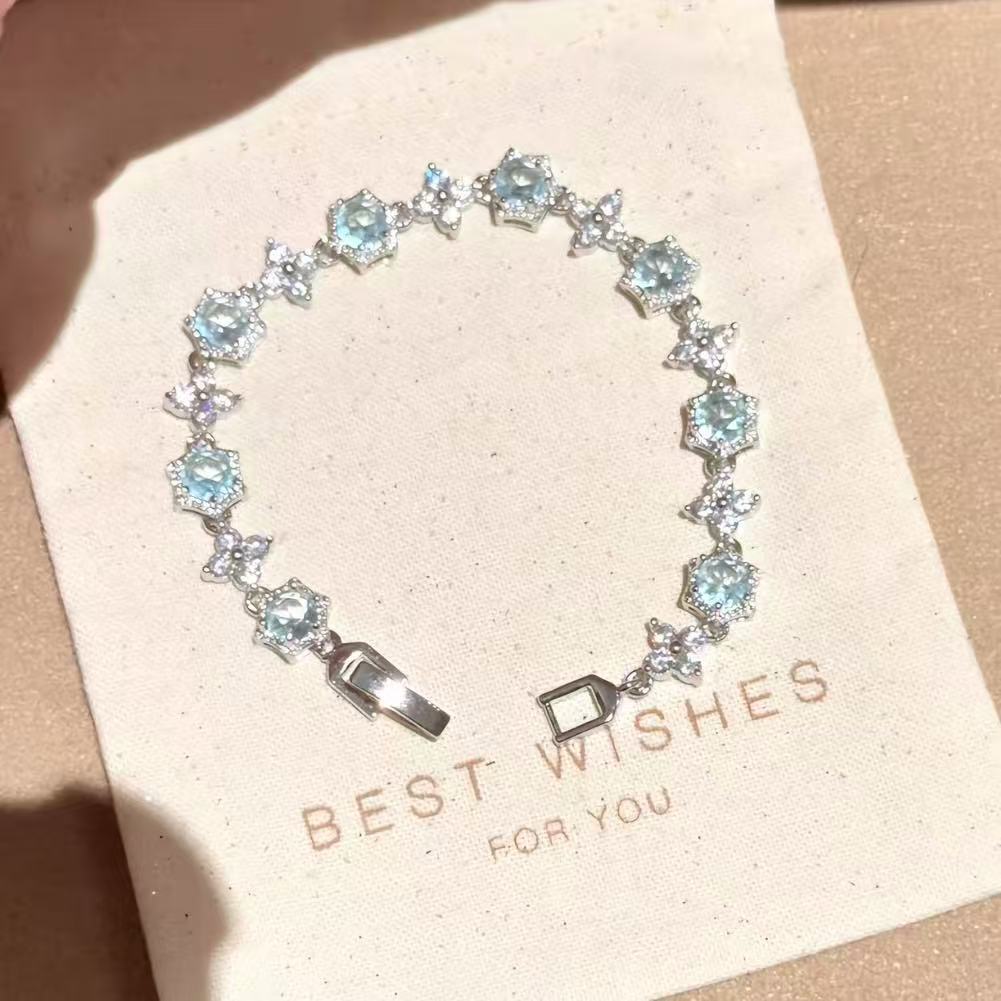 Irregular Square Flower Heart Water Drops Light Luxury High Bracelet