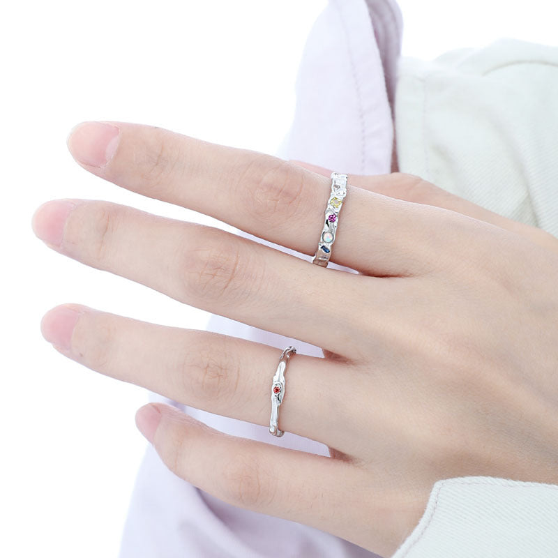 Color Open-end Zircon Female Design Cold Rings